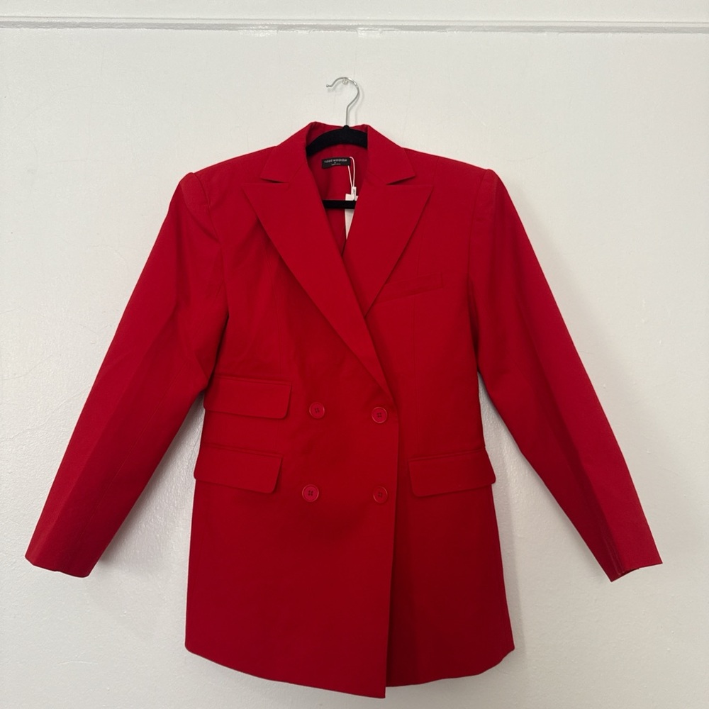 Naked Wardrobe Vibrant Red Double-Breasted Blazer - Picture 2 of 5
